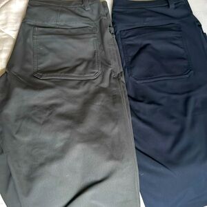 2 Lululemon Men’s ABC regular fit Pants! 
Navy Blue and Medium Gray! 34 x 32”